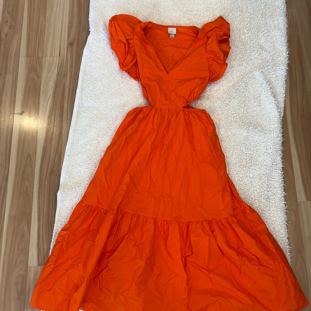 Target A New Day Elegant Orange Ruffle Dress - Picture 9 of 13